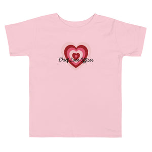 
                  
                    Load image into Gallery viewer, Pink Toddler T-Shirt Layered heart with Chief Love Officer in black cursive text
                  
                