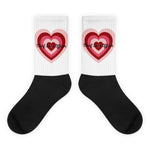 Black footed White legged socks with layered heart and Chief Love Officer in black cursive text on top
