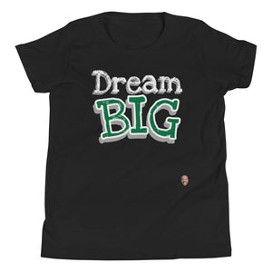 
                  
                    Load image into Gallery viewer, Children&amp;#39;s Black T-Shirt The words &amp;quot;Dream Big&amp;quot; in green with white outline
                  
                