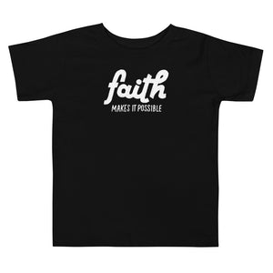 
                  
                    Load image into Gallery viewer, Toddler Black T-Shirt Faith Makes It Possible in white
                  
                