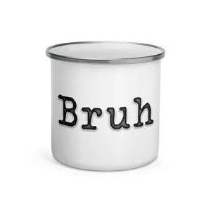 
                  
                    Load image into Gallery viewer, White mug with siver lip and &amp;quot;Bruh&amp;quot; text in black typewriter font
                  
                