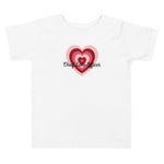 White Toddler T-Shirt Layered heart with Chief Love Officer in black cursive text