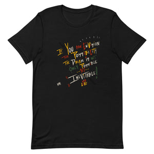 
                  
                    Load image into Gallery viewer, Black Unisex Short sleeved T-Shirt &amp;quot;If You can envision the possibility the dream is not only possible yet inevitable with love&amp;quot; text
                  
                